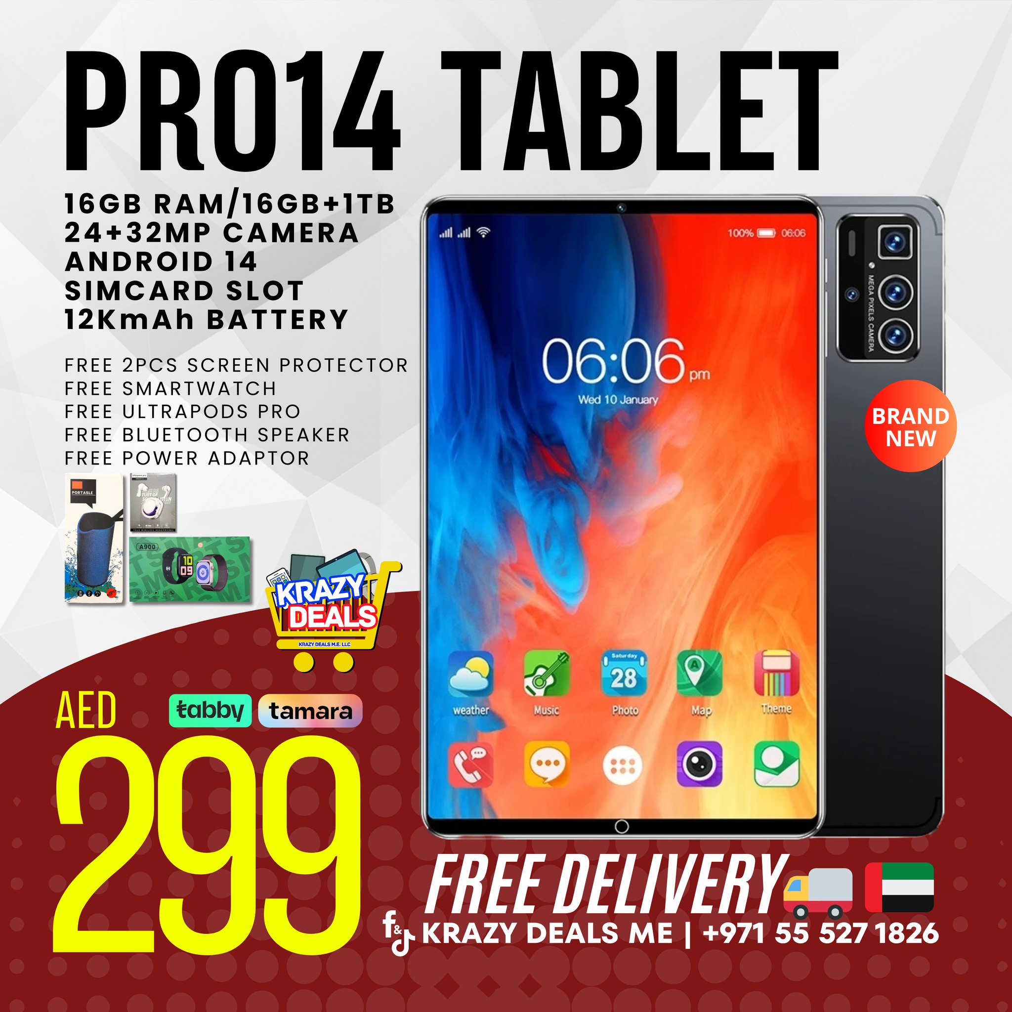PRO14 TABLET 16GB RAM/1TB MEMORY + FREEBIES